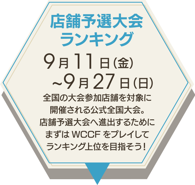 店舗予選大会ランキング 9月11日(金)～9月27日(日)