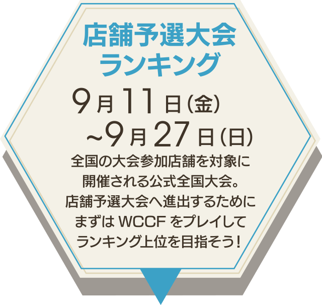 店舗予選大会ランキング 9月11日(金)~9月27日(日)