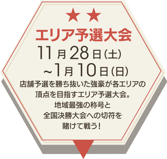 エリア決勝大会 11月28日(土)~1月10日(日)